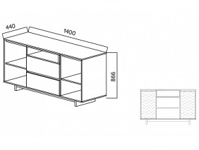 Комодино Moderno-1400 Ф1 в Верхнеуральске - verhneuralsk.mebel74.com | фото 2