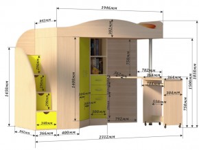 Кровать чердак Юниор 4 Белое дерево-лайм в Верхнеуральске - verhneuralsk.mebel74.com | фото 3