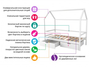 Кровать-домик Svogen с фото с ящиками и бортиком бежевый/зверята в Верхнеуральске - verhneuralsk.mebel74.com | фото 2