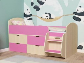 Кровать Малыш-7 Дуб-Розовый в Верхнеуральске - verhneuralsk.mebel74.com | фото