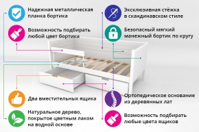 Кровать-тахта Svogen мягкая с ящиками и бортиком с фото белый/динозаврики в Верхнеуральске - verhneuralsk.mebel74.com | фото 2