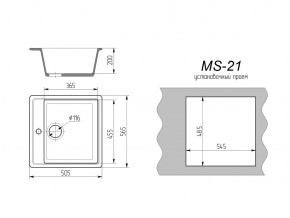 Кухонная мойка MS-21 в Верхнеуральске - verhneuralsk.mebel74.com | фото 2