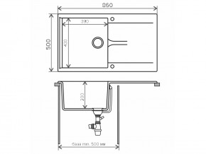 Мойка гранитная Gals-860 Белый хлопок 36 в Верхнеуральске - verhneuralsk.mebel74.com | фото 2