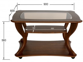 Стол журнальный Маэстро со стеклом СЖС-02 орех в Верхнеуральске - verhneuralsk.mebel74.com | фото 2